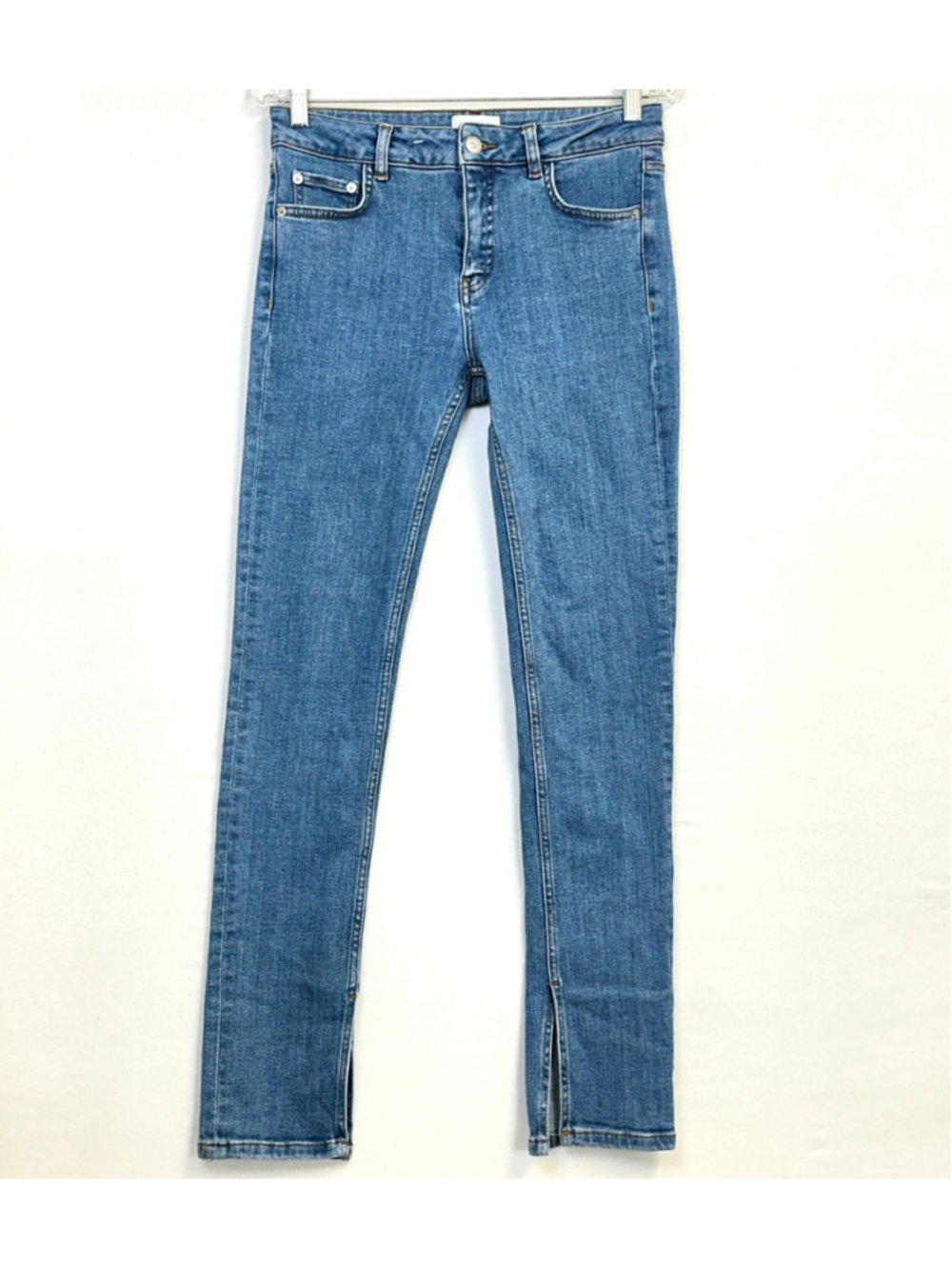 GANNI Sheldon Slit Hem Straight Leg Jeans Blue Women's Size 27/32